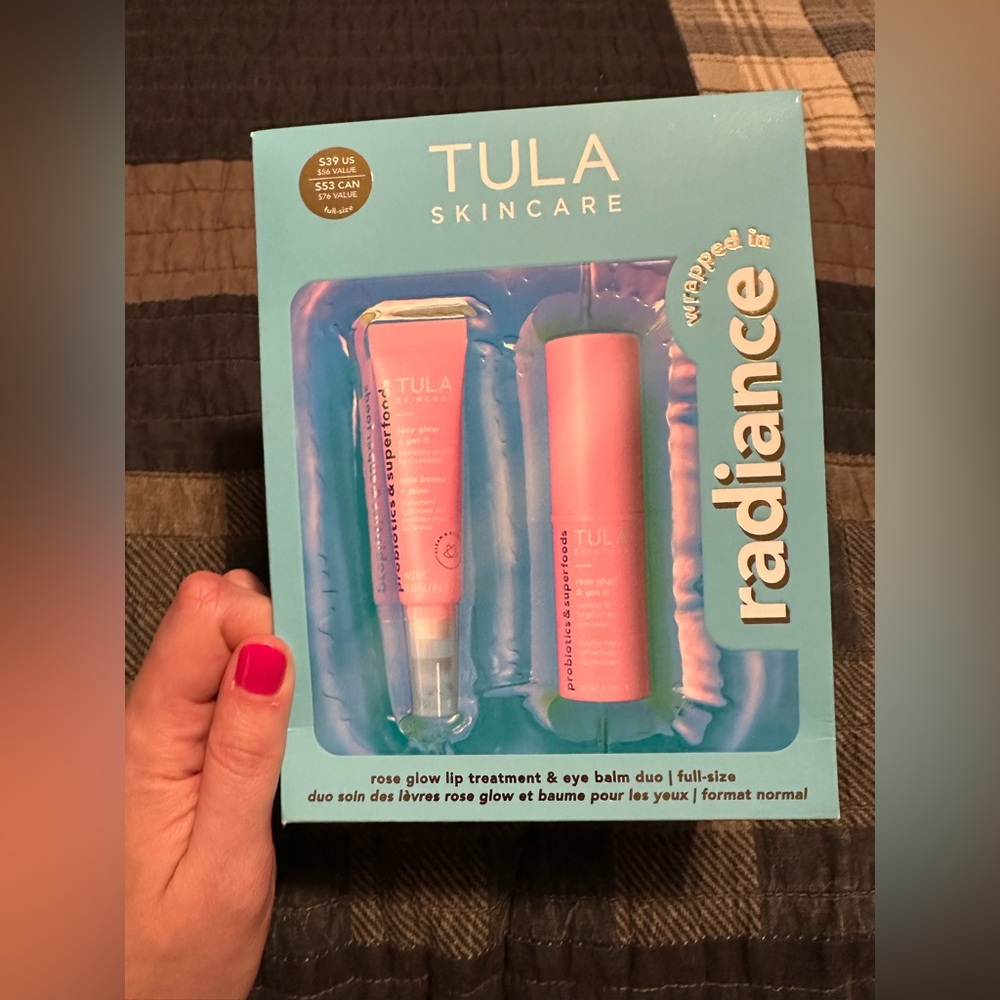 Tula skincare Wrapped in Radiance lip treatment and eye balm